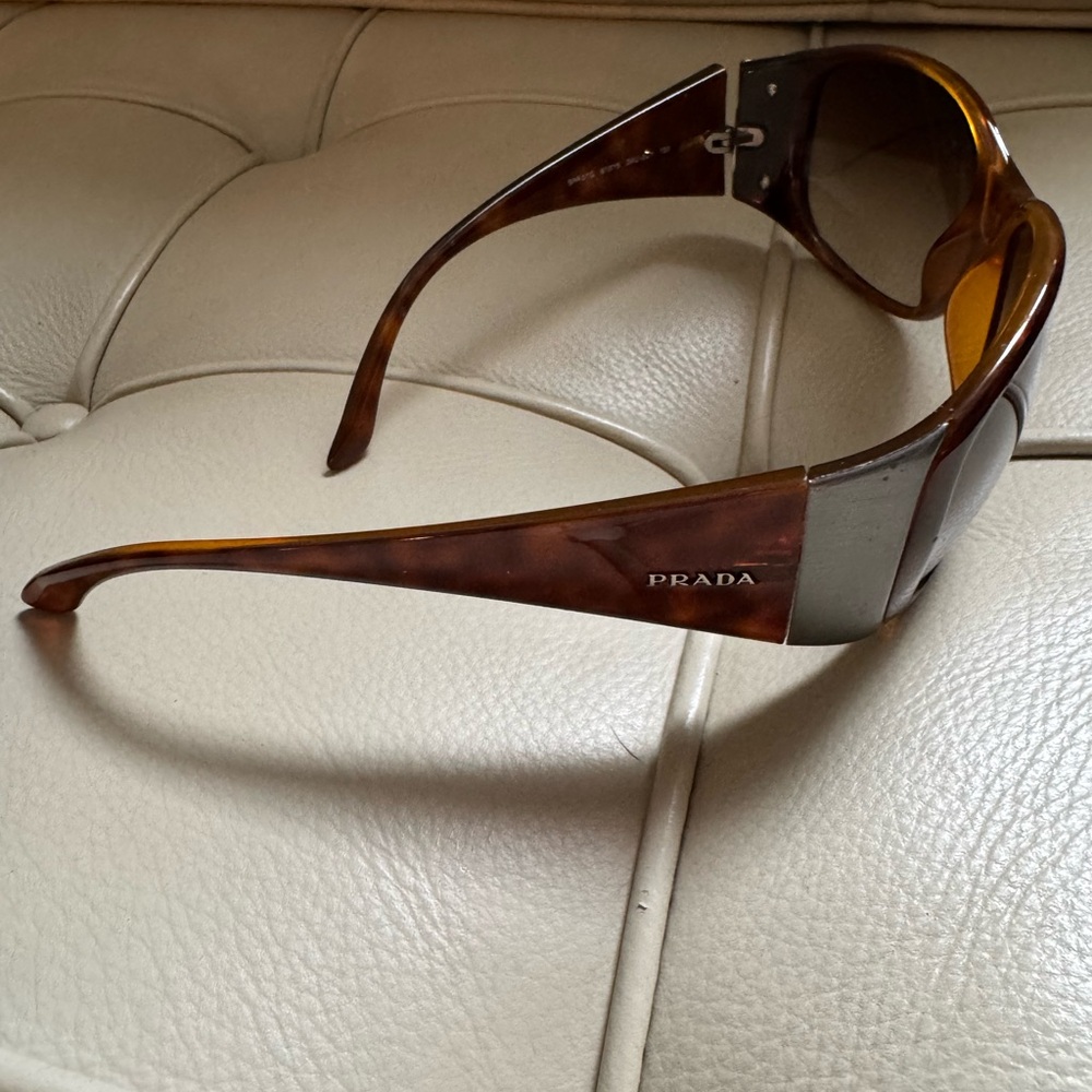 Prada Tortoiseshell Shield Sunglasses with Brown Lenses